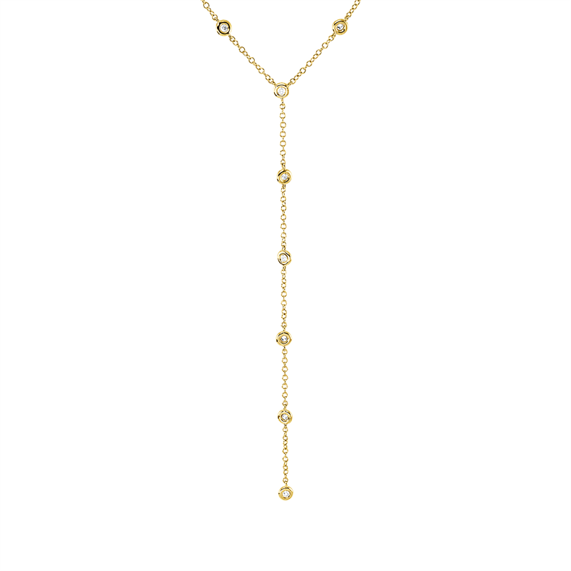 Collier 18 kt GG, mit ZÖ 45.7 cm, 14 Brill. 0,28 ct, TW-si