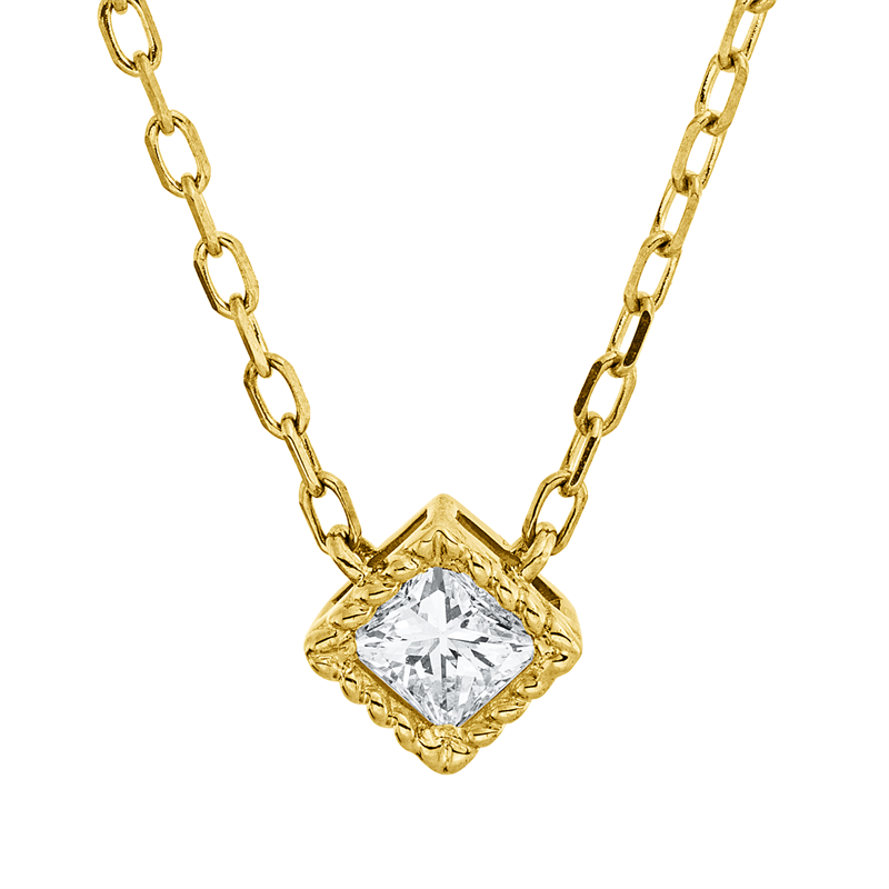 Collier 18 kt GG, mit ZÖ 40.6cm,43.2cm, 1 Princ. 0,17 ct, TW-si