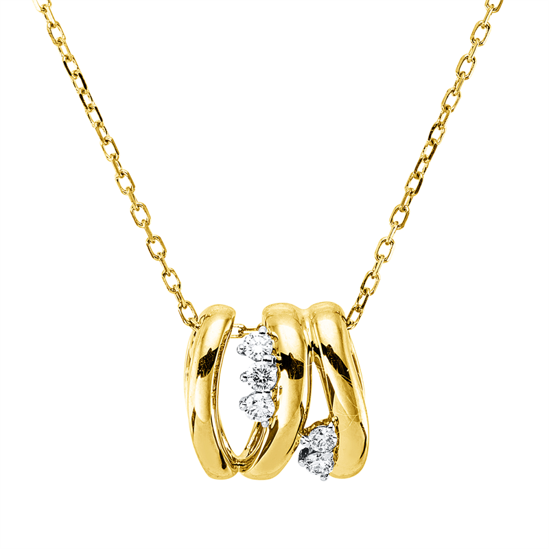 Collier 18 kt GG+WG, mit ZÖ 40 cm, 5 Brill. 0,08 ct, TW-si
