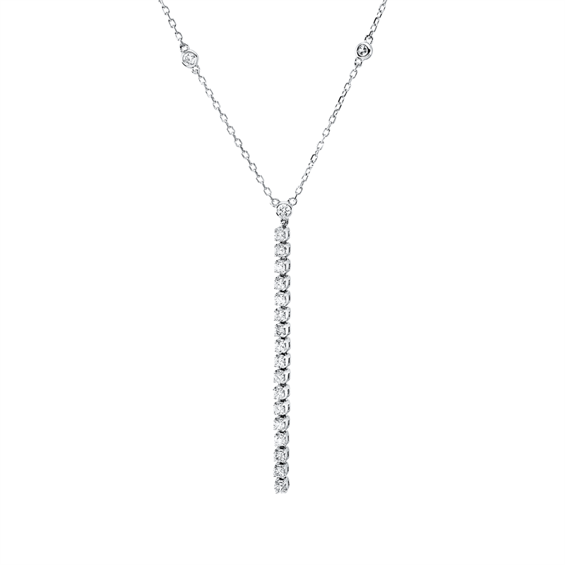Collier 18 kt WG, mit ZÖ 40 cm, 22 Brill. 0,38 ct, TW-si