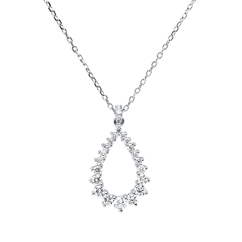 Collier 18 kt WG, mit ZÖ 40 cm, 24 Brill. 0,43 ct, TW-si