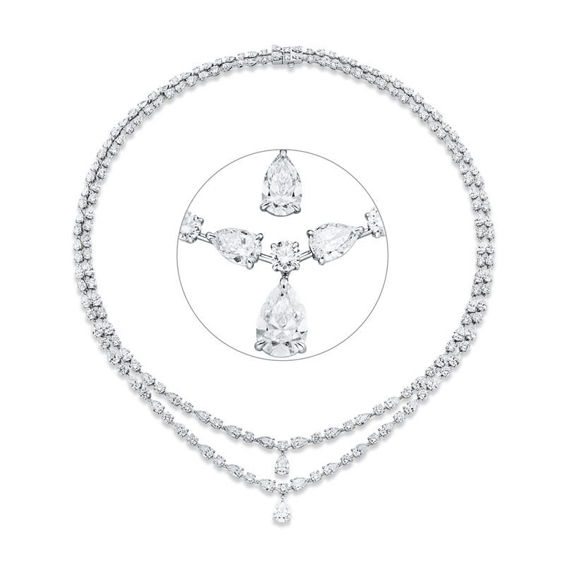 Collier 18kt,88 Trop14,08ct,F-vsi/si,1 Trop0,50ct,W-si1,1 Trop1,00ct, I-vvs2,88 Brill.10,35ct,F/G-vsi/si
