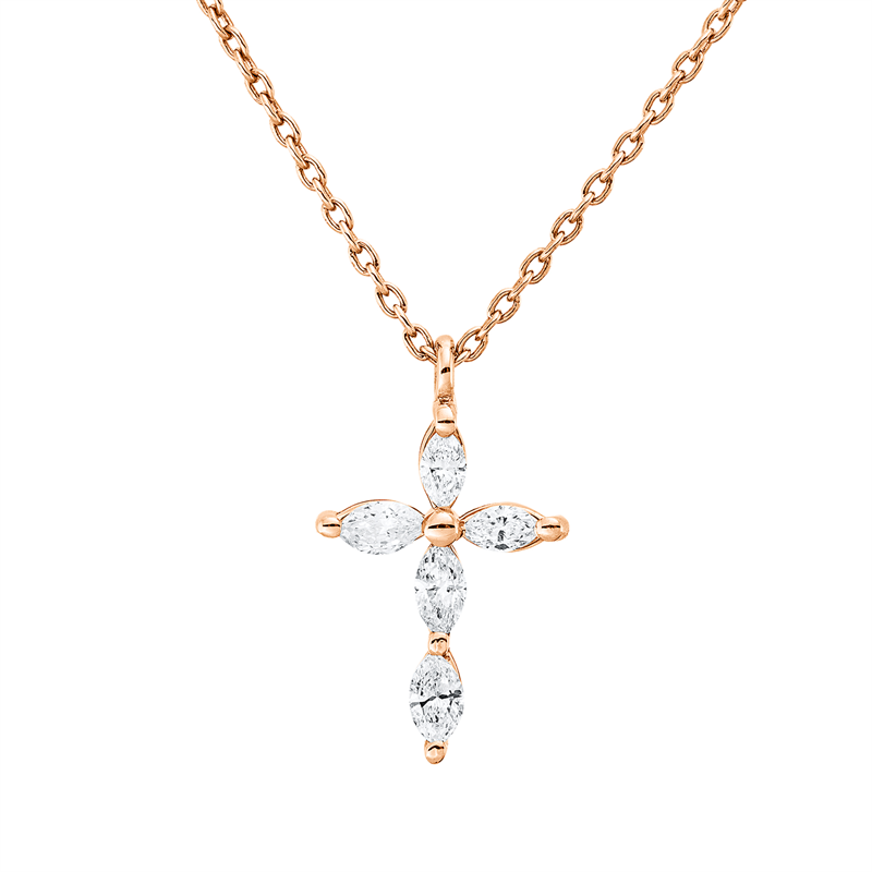 Collier 18 kt RG, mit Öse, 5 Nav. 0,25 ct, E-vsi/si