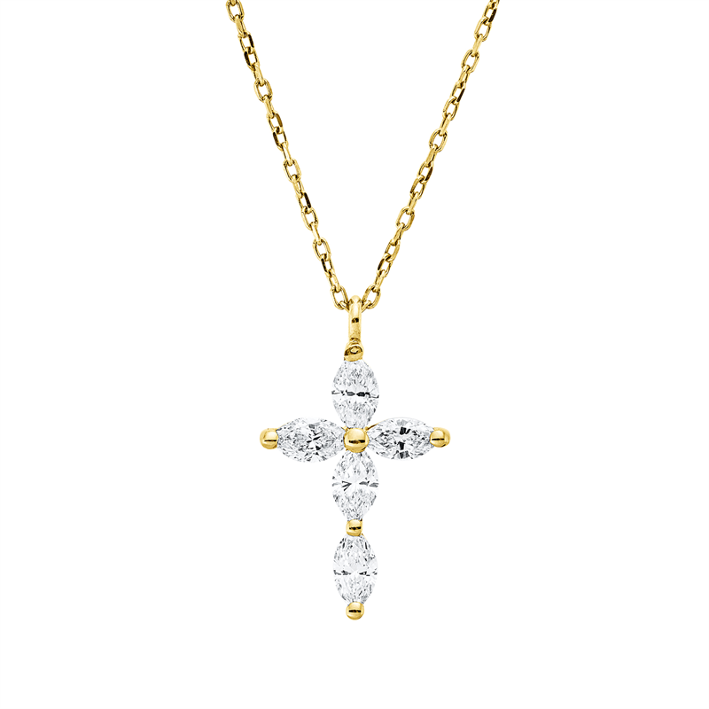 Collier 18 kt GG, mit Öse, 5 Nav. 0,40 ct, TW-si