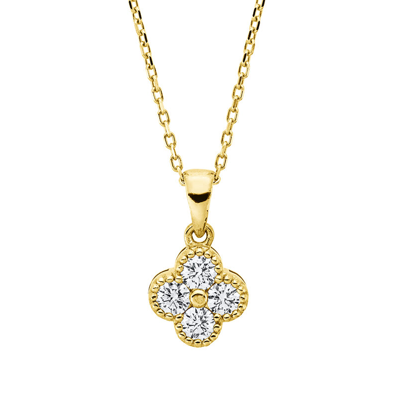 Collier 18 kt GG, mit ZÖ 38 cm, 4 Brill. 0,23 ct, TW-si