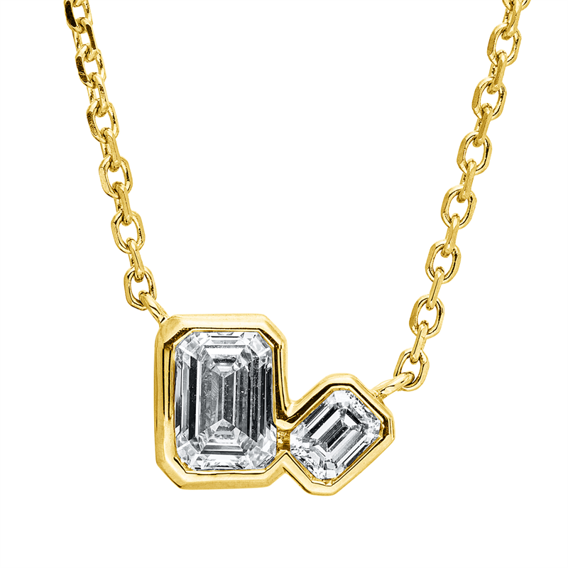 Collier 18 kt GG, mit ZÖ 42 cm, 2 Sm.schliff 0,47 ct, TW-si