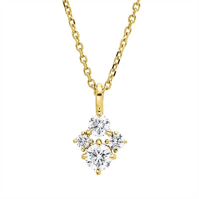 Collier 18 kt GG, mit ZÖ 42 cm, 4 Brill. 0,43 ct, TW-si