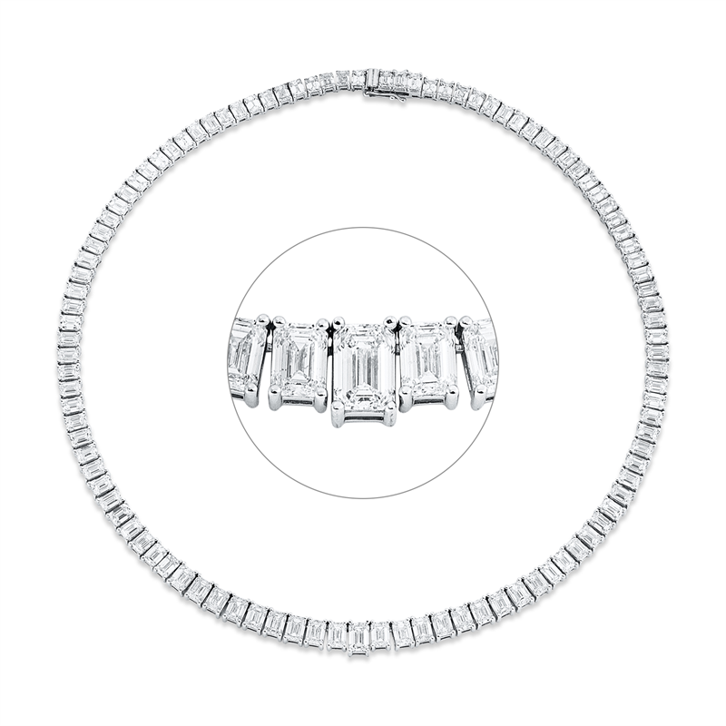 Collier 18 kt WG, GIA 7541589051, 1 Sm.schliff 1,01 ct, TW-vs2, 103 Sm.schliff 47,71 ct