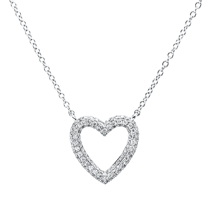 Collier 18 kt WG, mit ZÖ 43 cm + 40,6 cm, 136 Brill. 0,27 ct, I-si/pi