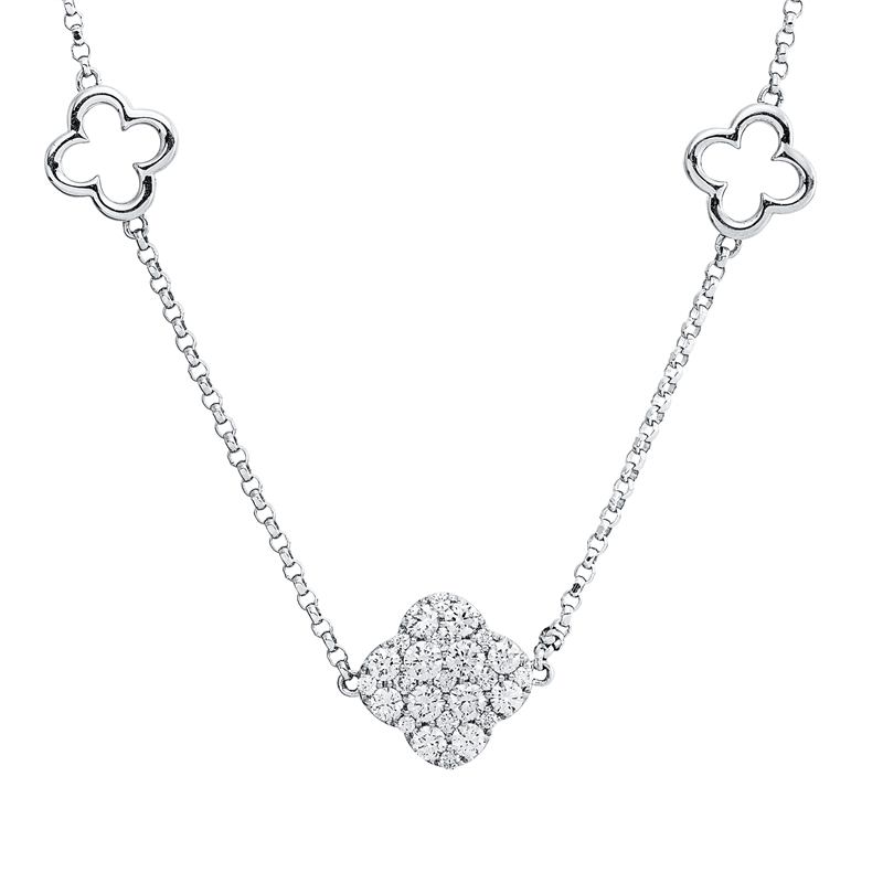 Collier 18 kt WG, mit ZÖ 38 cm, 60 Brill. 3,27 ct, TW-si, 65 Brill. 0,73 ct, TW-si