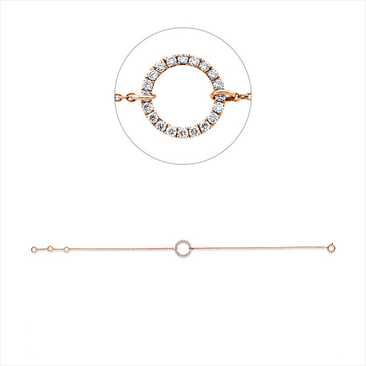 Armband 18 kt RG, 20 Brill. 0,21 ct, TW-si