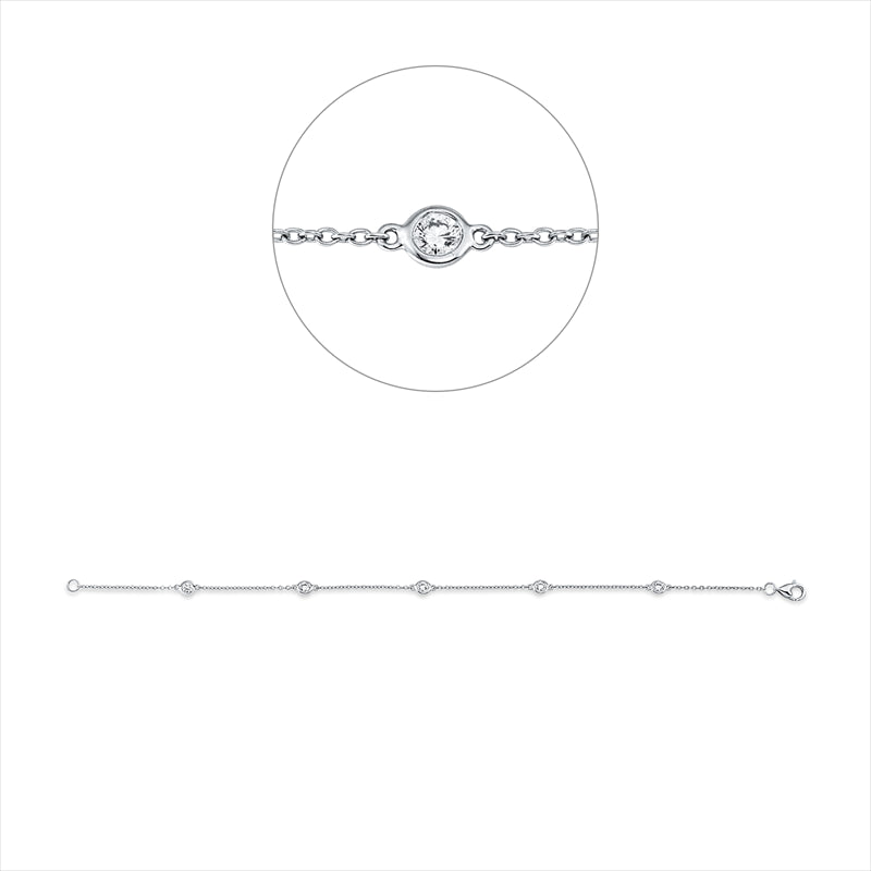 Armband 18 kt WG, 5 Brill. 0,35 ct, TW-vsi/si