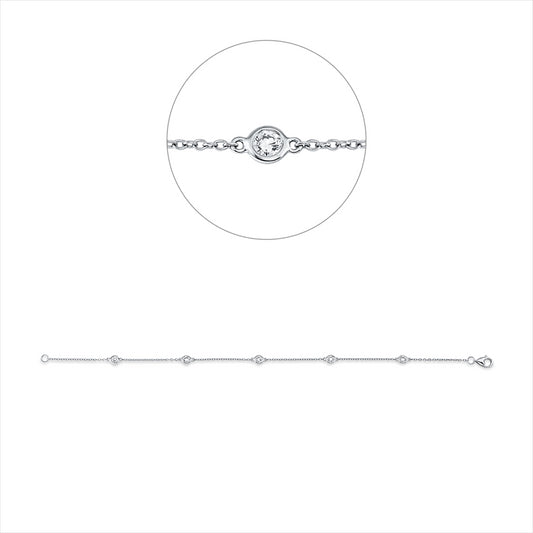 Armband 18 kt WG, 5 Brill. 0,35 ct, TW-vsi/si