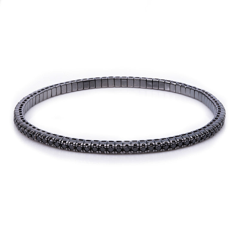 Armband 18 kt WG, Flex-Band, variabel, schw. rho, 87 Brill. 2,39 ct, schwarz