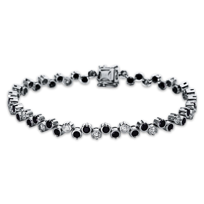 Armband 18 kt WG, 19 Brill. 1,10 ct, TW-si, 38 Brill. 2,35 ct, schwarz