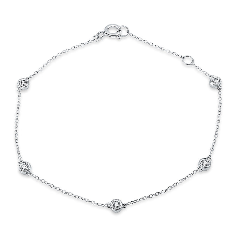 Armband 18 kt WG, mit ZÖ 15.5 cm, 5 Brill. 0,26 ct, TW-si