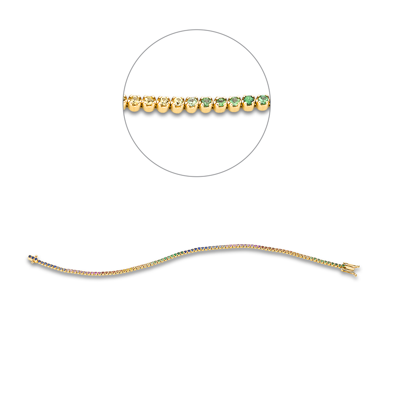 Armband 18 kt GG, 91 Saphire 1,25 ct fancy