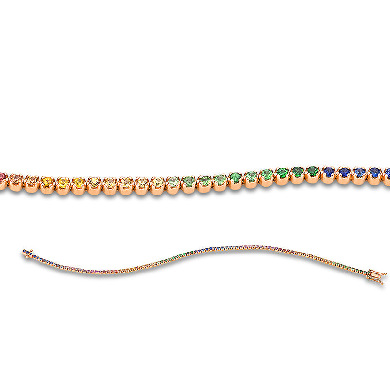 Armband 18 kt RG, 92 Saphire 1,23 ct fancy