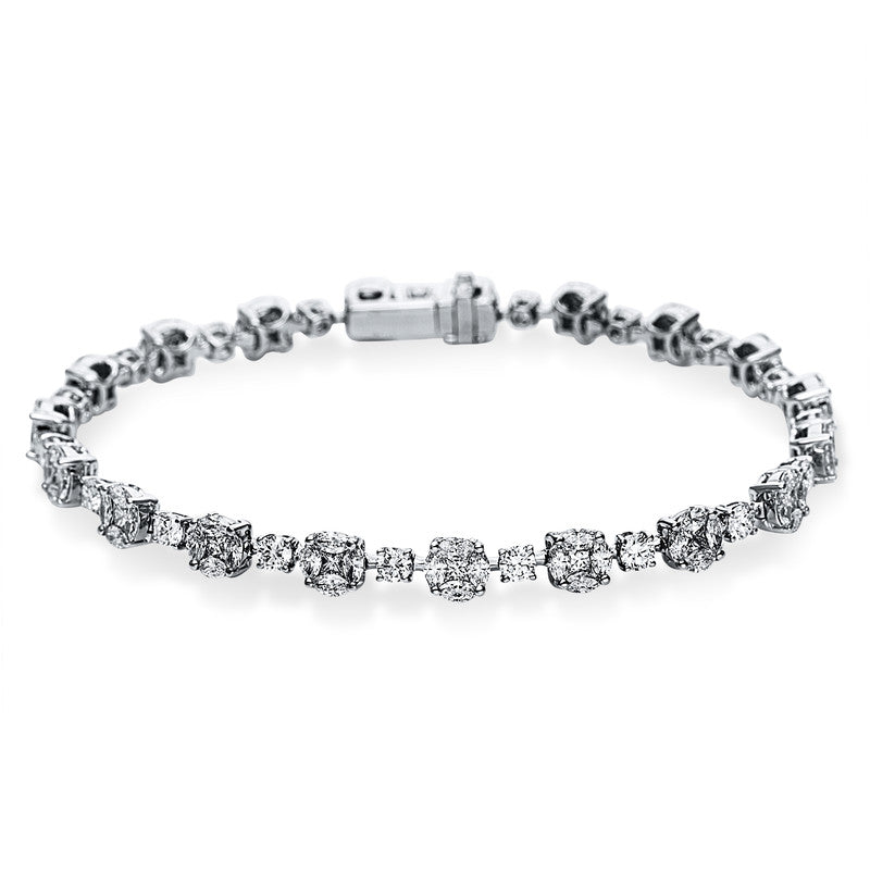 Armband 18 kt WG, 19 Princ. 0,81 ct, TW-vvs, 76 Nav. 2,68 ct, TW-vvs, 19 Brill. 1,60 ct, TW-vvs