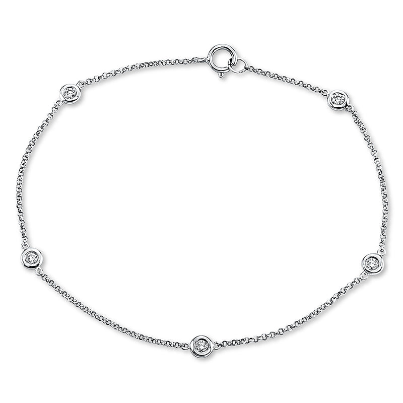 Armband 18 kt WG, 5 Brill. 0,15 ct, W-si