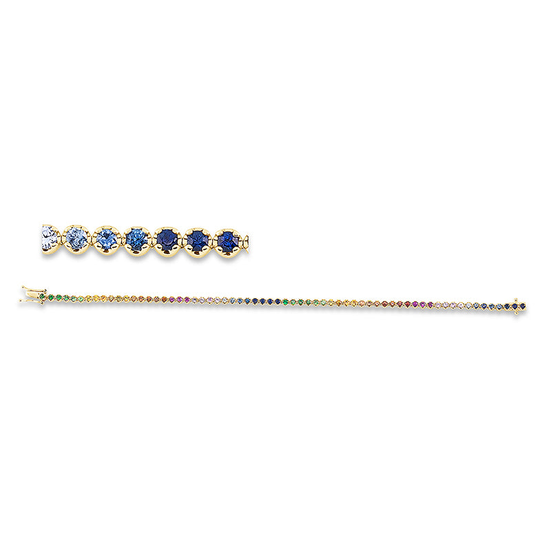 Armband 18 kt GG, 64 Saphire 2,56 ct multicolor