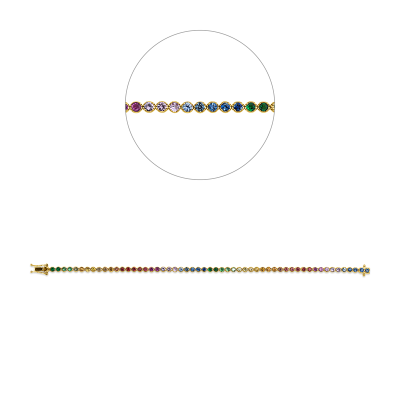 Armband 18 kt GG, 56 Saphire 3,78 ct fancy