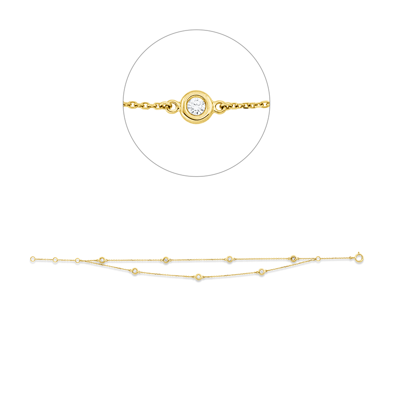 Armband 18 kt GG, 7 Brill. 0,20 ct, W-si