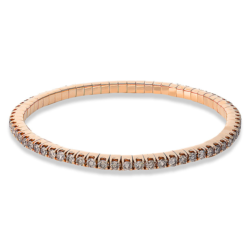 Armband 18 kt RG, Flex-Band, variabel, 69 Brill. 3,26 ct, braun