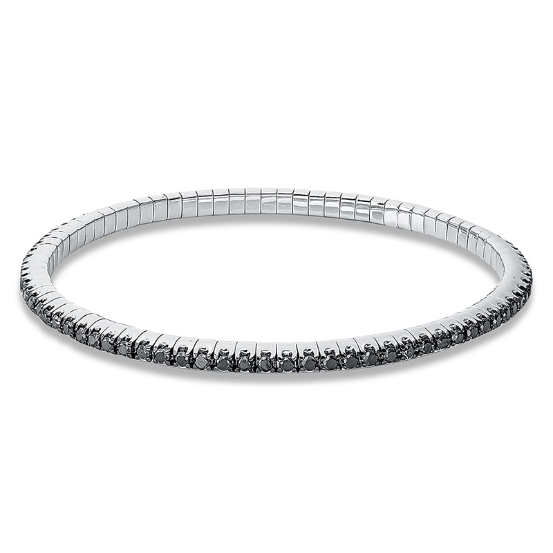 Armband 18 kt WG, Flex-Band, variabel, rhodinier, 81 Brill. 2,09 ct, schwarz