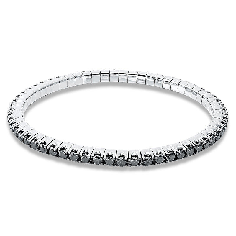 Armband 18 kt WG, Flex-Band, variabel, rhodinier, 60 Brill. 4,71 ct, schwarz