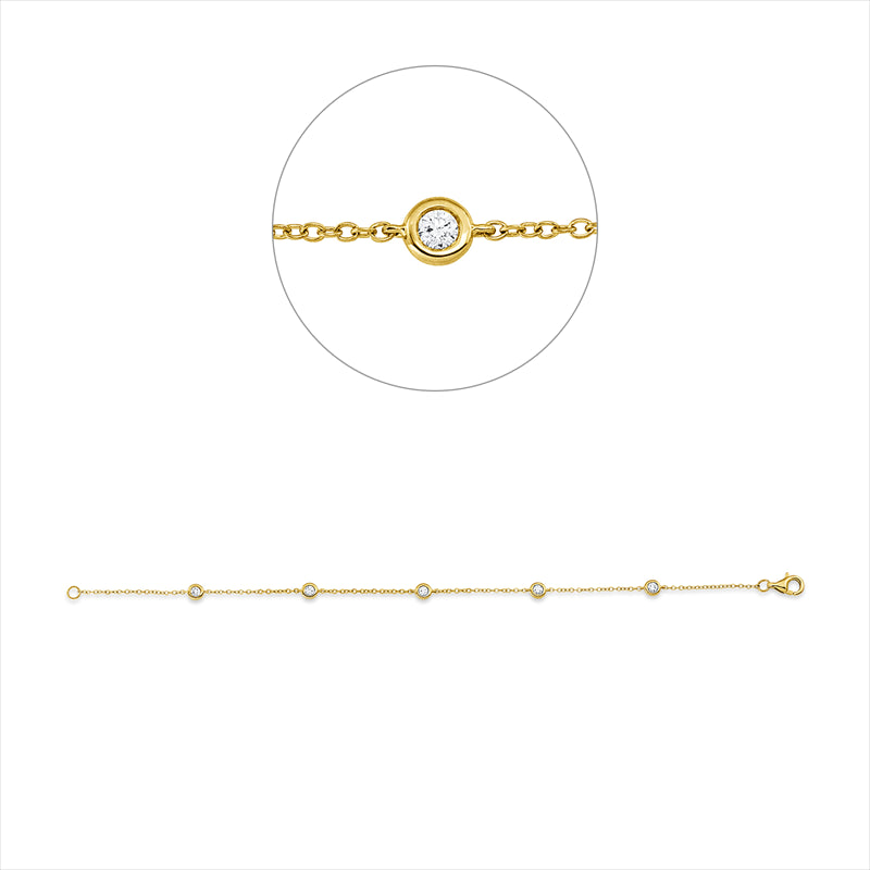 Armband 18 kt GG, 5 Brill. 0,23 ct, TW-vsi/si