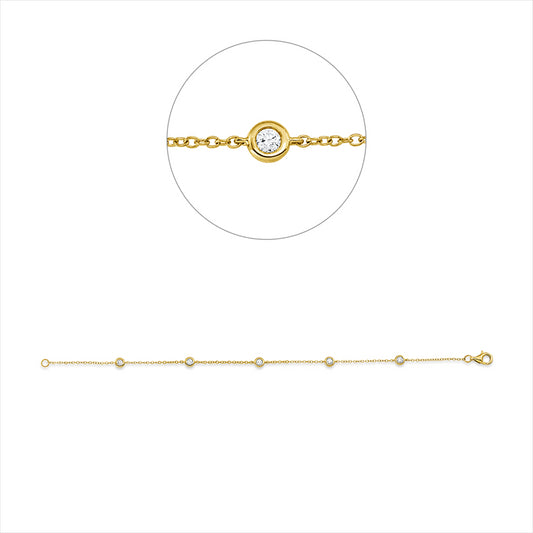 Armband 18 kt GG, 5 Brill. 0,23 ct, TW-vsi/si