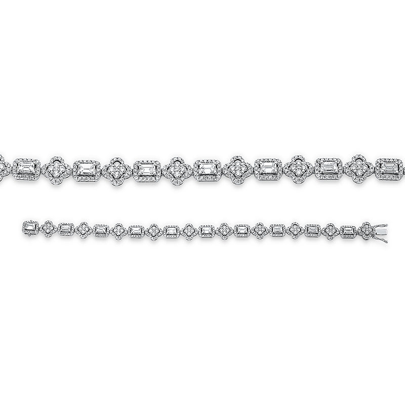 Armband 18 kt WG, 10 Sm.schliff 3,41 ct, TW-vsi, 430 Brill. 3,34 ct, TW-vsi