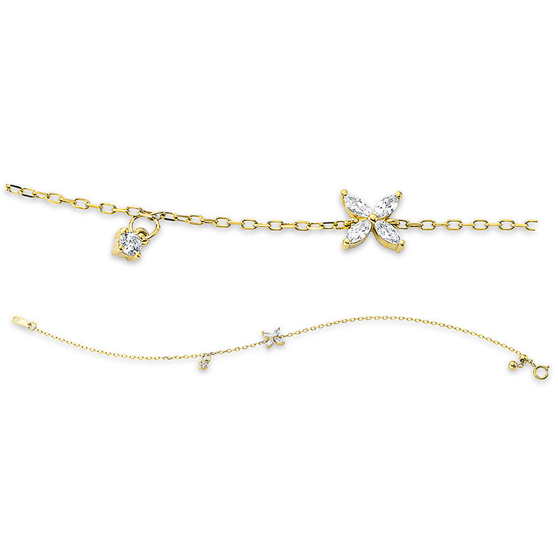 Armband 18 kt GG, 4 Nav. 0,17 ct, TW-vsi, 1 Brill. 0,06 ct, TW-si