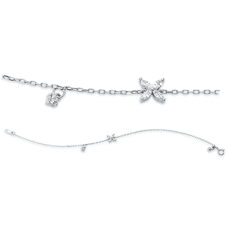 Armband 18 kt WG, 4 Nav. 0,17 ct, TW-vsi, 1 Brill. 0,06 ct, TW-si