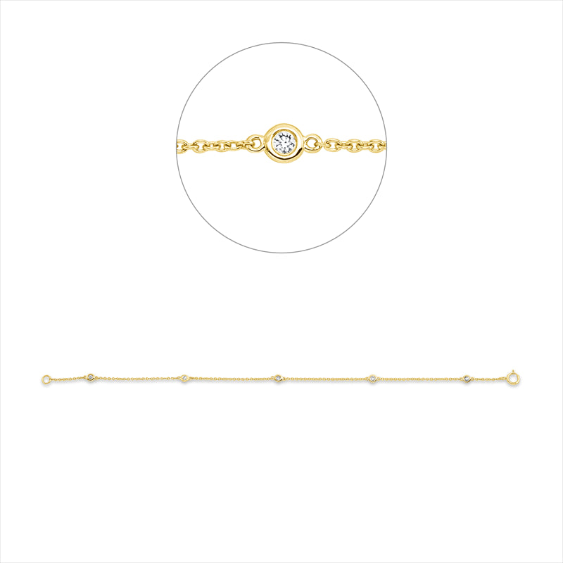 Armband 18 kt GG, 5 Brill. 0,10 ct, W-si