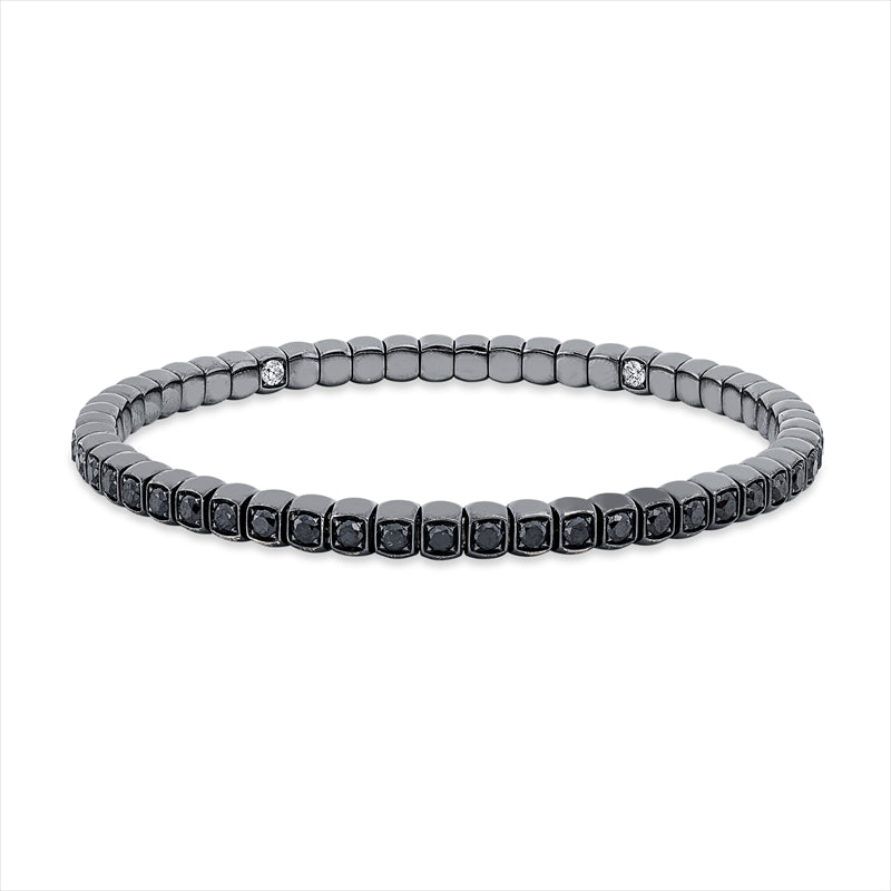 Armband 18 kt WG, Flex-Band, variabel, schw. rho, 5 Brill. 0,25 ct, TW-si, 55 Brill. 3,15 ct, schwarz