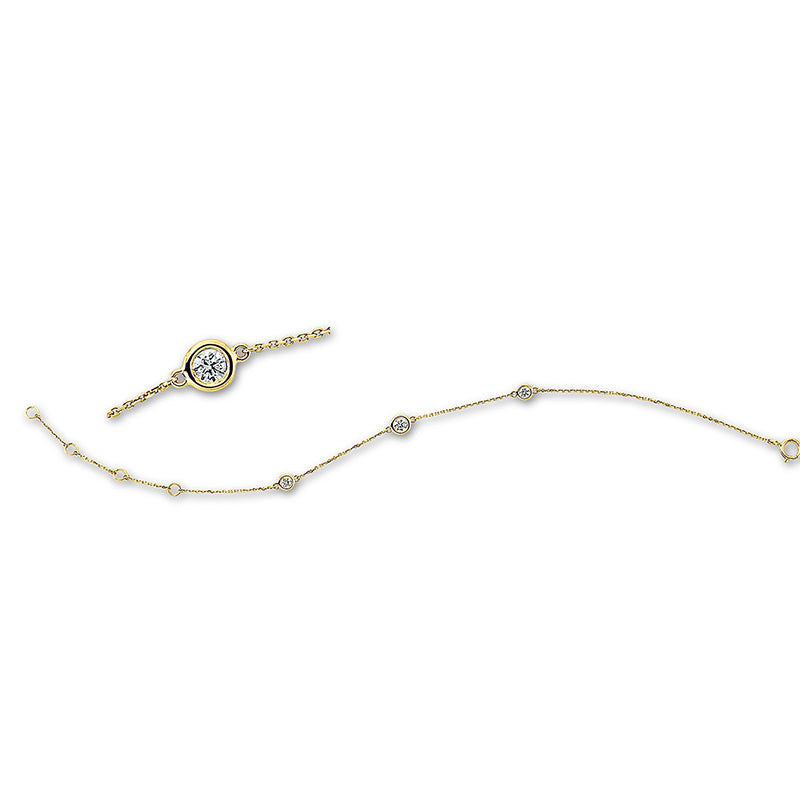 Armband 18 kt GG, mit ZÖ 15,16,17 cm, 3 Brill. 0,21 ct, W-si