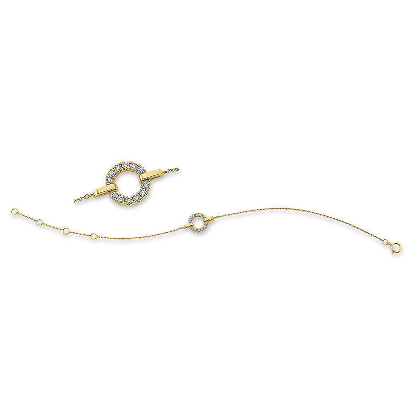 Armband 18 kt GG, 12 Brill. 0,16 ct, W-si