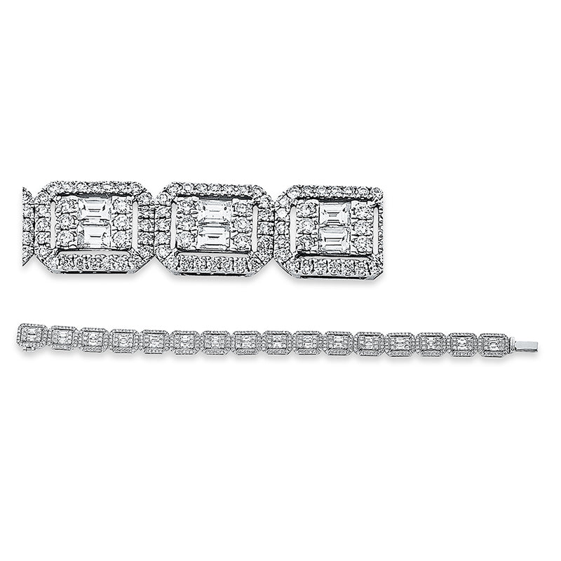 Armband 18 kt WG, 96 Brill. 1,03 ct, TW-si, 32 Bag. 2,94 ct, TW-si, 384 Brill. 2,06 ct, TW-si