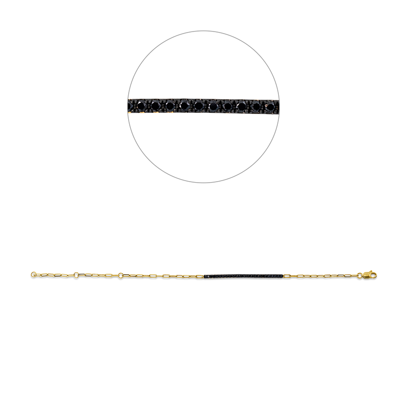 Armband 18 kt GG, Fassung schwarz rhodiniert, 24 Brill. 0,39 ct, schwarz