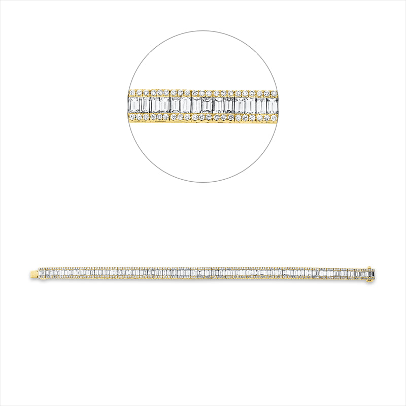 Armband 18 kt GG, 42 Bag. 3,01 ct, TW-si, 52 Bag. 4,73 ct, TW-si, 282 Brill. 1,51 ct, TW-si