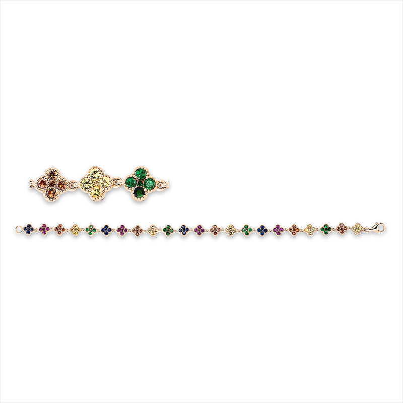 Armband 18 kt RG, 110 Saphire 3,65 ct multicolor