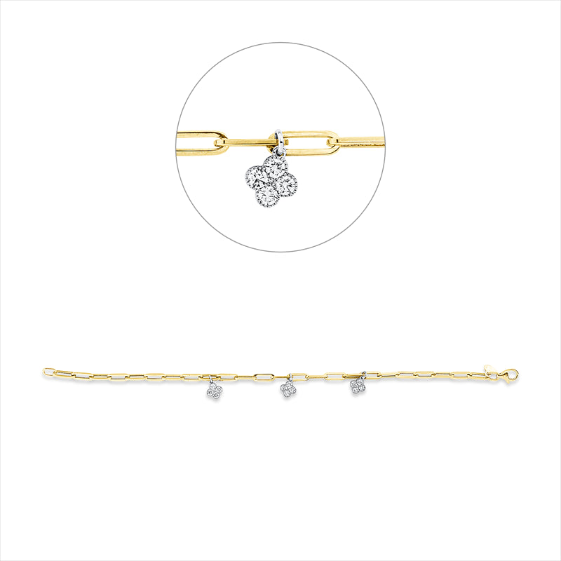 Armband 18 kt GG+WG, 12 Brill. 0,60 ct, TW-si, 3 Brill. 0,03 ct, TW-si