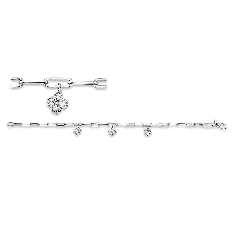 Armband 18 kt WG, 3 Brill. 0,04 ct, TW-si, 12 Brill. 0,60 ct, TW-si