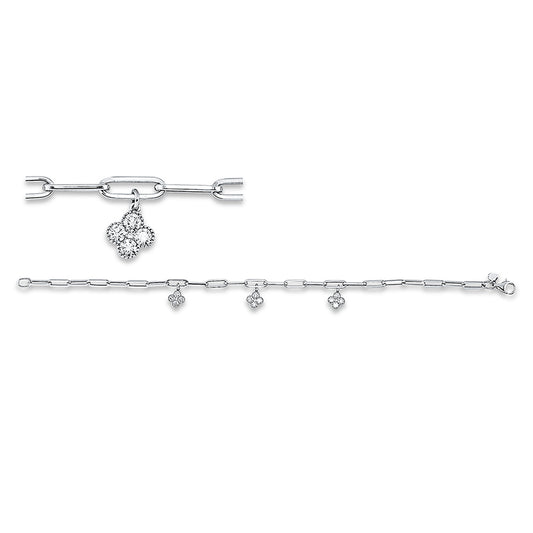 Armband 18 kt WG, 3 Brill. 0,04 ct, TW-si, 12 Brill. 0,60 ct, TW-si