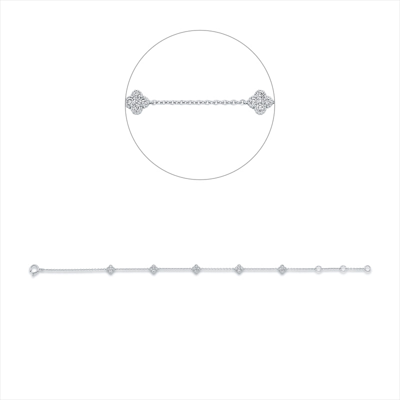 Armband 18 kt WG, mit ZÖ 15 cm + 16 cm, 25 Brill. 0,31 ct, W-si