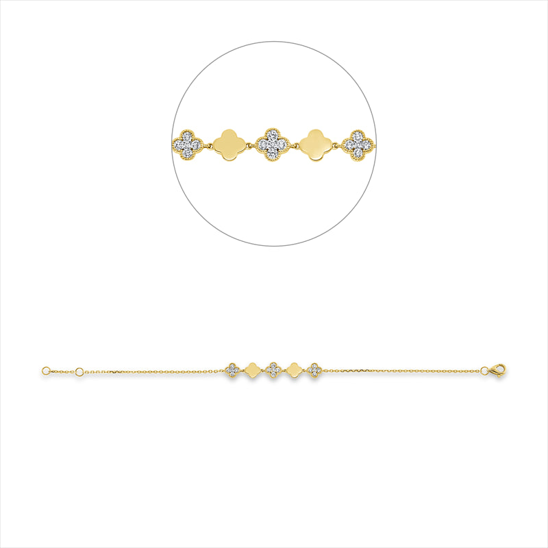 Armband 18 kt GG, Fassung rhodiniert, 4 Brill. 0,16 ct, TW-si, 8 Brill. 0,27 ct, TW-si, 3 Brill. 0,02 ct, TW-si