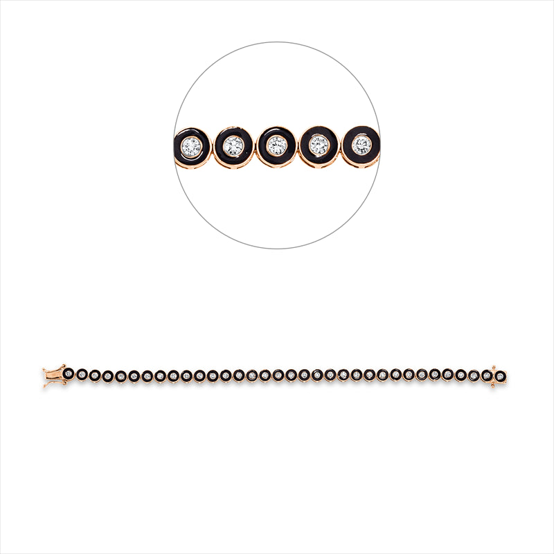 Armband 18 kt RG, 34 Brill. 1,35 ct, TW-si, Emaille schwarz