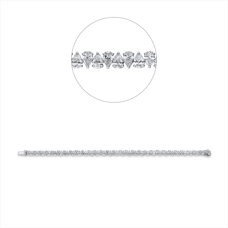 Armband 18 kt WG, 60 Tropfen 9,16 ct, D/F-vvs, 3 Brill. 0,02 ct, TW-vvs